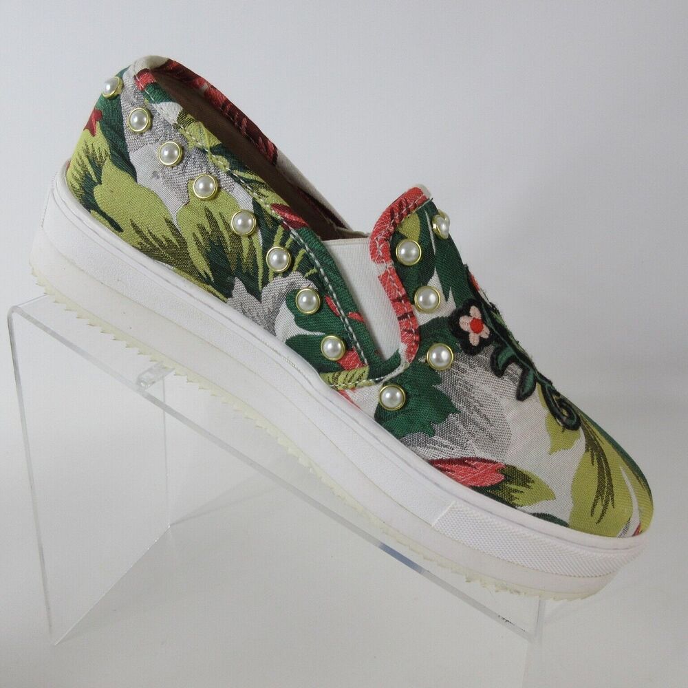 Steve Madden Platform Sneakers Womens Sz 9 B Slick P Floral Pearl Type Studs - Picture 4 of 10